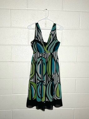 < Y2K J.B.S. Abstract Geometric Pattern Dress Size 10 >